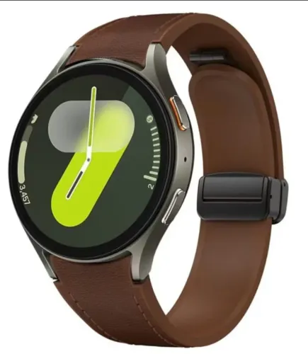 Pulseira Couro Magnética Galaxy Watch FE 7 6 5 4 Classic Marrom
