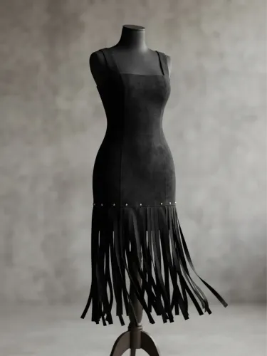 Vestido de Franja suede tamanho M semi novo