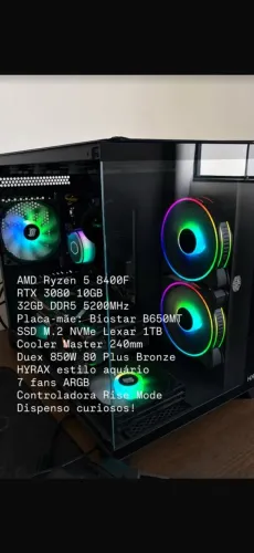 PC Gamer Alto desempenho - Ryzen 5 8400F - 32GB DDR5 - RTX 3080 10GB