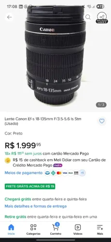 Lente canon 18-135mm