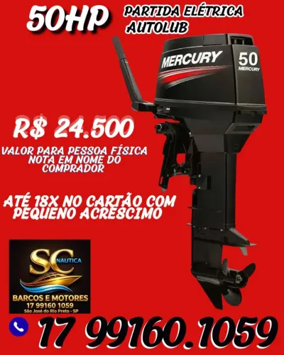 Motor de Popa 50HP Partida Elétrica e Autolub Zero