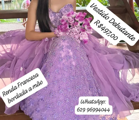 Vestido Debutante com Renda Francesa