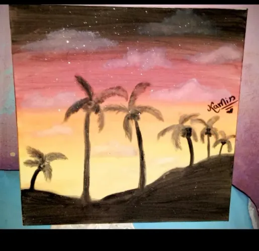 Quadro de uma futura artista, chama-se "Canoas quentes"