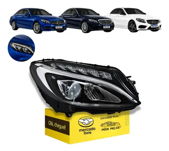 Farol Mercedes C180 C200 C250 C300 C43 Amg 2015 A 2018 Ld Direito/passageiro