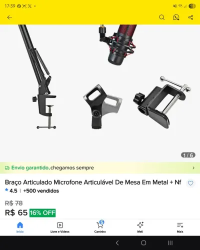 Braço articulado para microfone de mesa