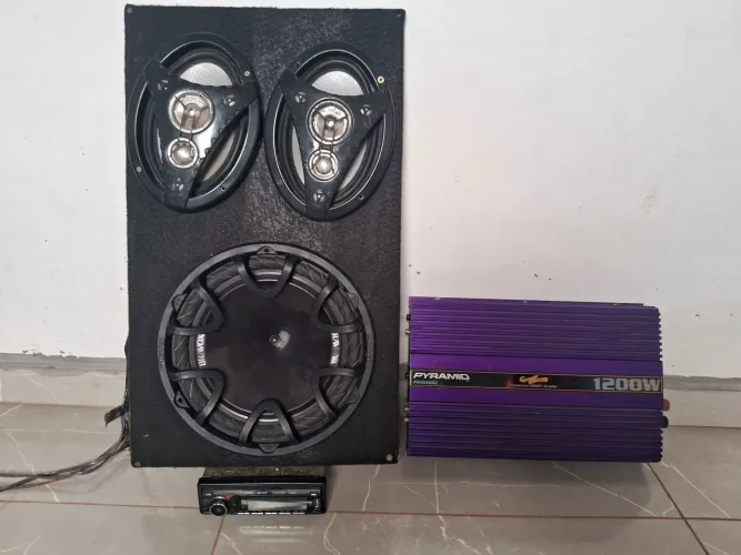 Rádio USB Bluetooth +alto-falantes +pyramid 1200w