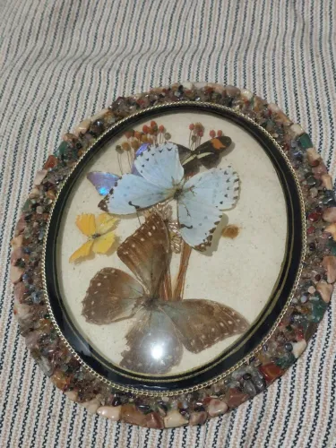Arte Vintage Antigo feito a mão vidro bombê 