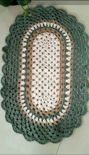 Par de Tapetes de Crochê Artesanais 61x37 cm - Pronta Entrega 