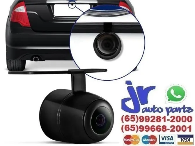 Câmera de Ré Universal Ford Fusion 2 em 1 Borboleta com Kit Instalação