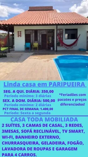 Linda casa com piscina em Paripueira 