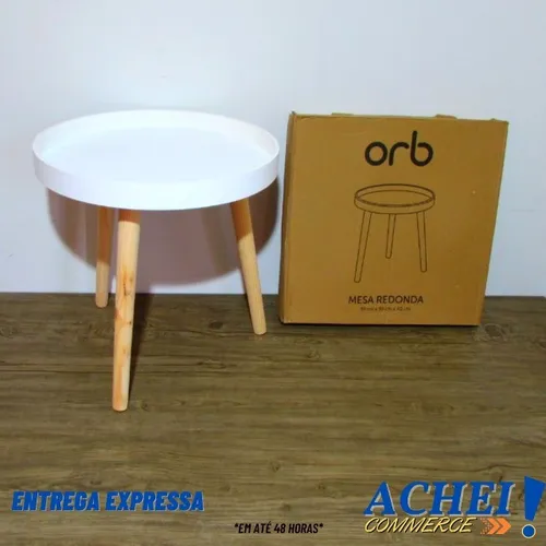 Mesa Lateral Redonda Orb Branca - Novo