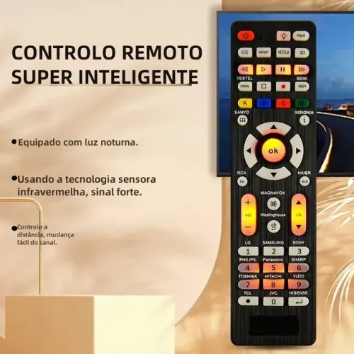 Controle Remoto com iluminação Universal Para Qualquer Tv Sem Configuração