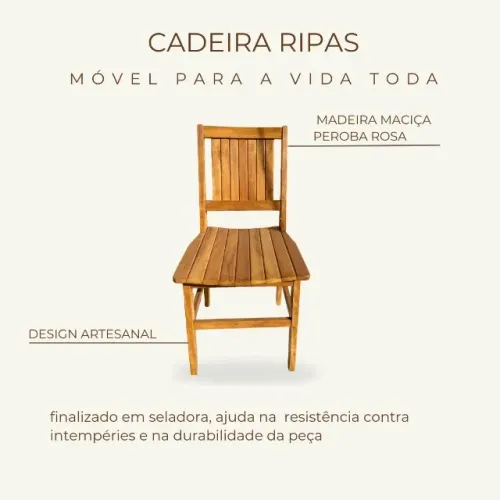 Cadeira Ripas madeira maciça - Sob Encomenda