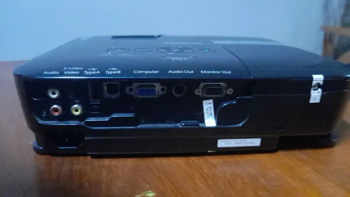 Vendo projetor com o telão 