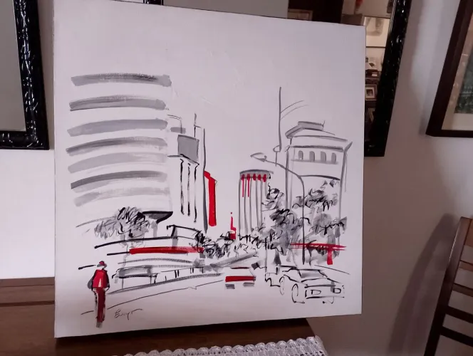 Quadro Pintura Original - Cidade Moderna