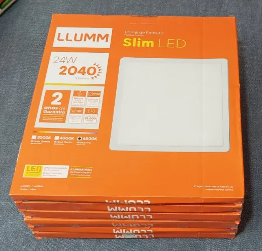 Conj 6 Luminárias Embutir Led Quadradas Alumínio Branco 24W Branco Frio Usadas