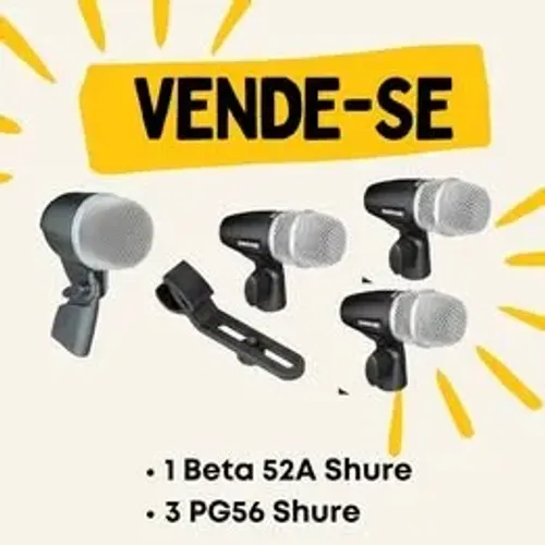 4 Microfones Shure para Bateria