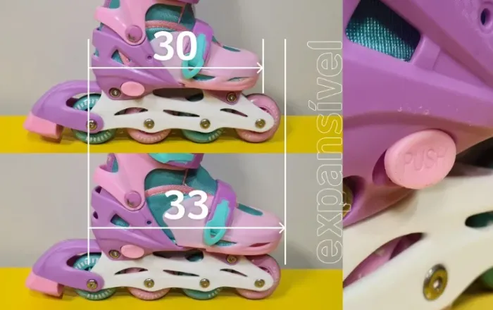 Patins In Line Unitoys feminino rosa e roxo seminovo