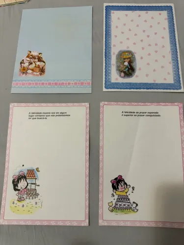 Kit 4 papéis de cartas vintage e raro, da década de 80/90