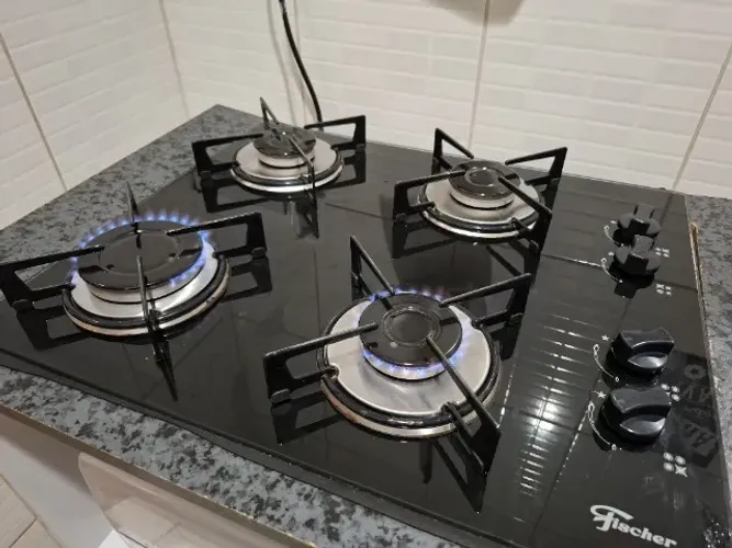 Cooktop Fischer 5 Bocas a Gás - Vidro Preto - Acendimento Automático
