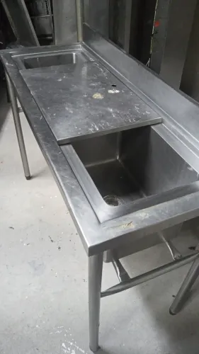 Pia Dupla cozinha industrial , Aço Inox com tampa bancada