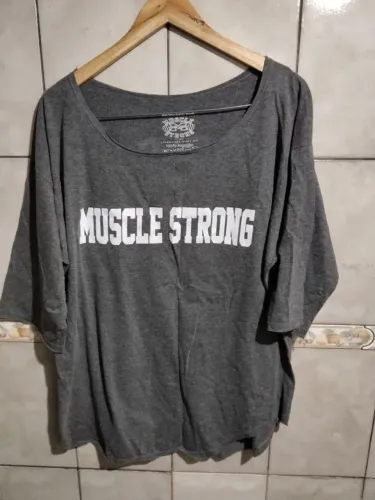 Camiseta Muscle Strong Cinza original 