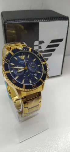 Relógio Emporio Armani Dourado c/ azul