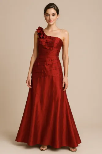 Vestido Longo Drapeado - Vermelho Vibrante, Tamanho PP, Novo
