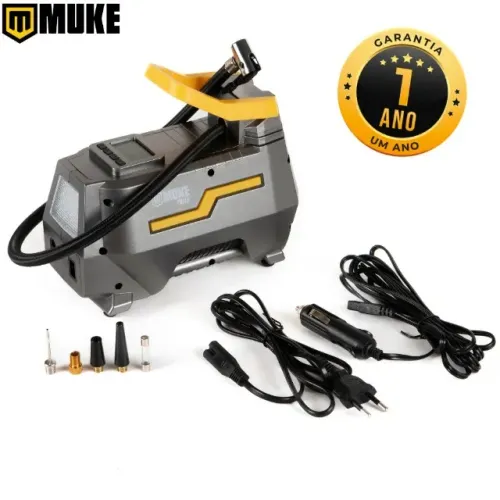 Mini Compressor de Ar Elétrico Portátil Bivolt 110/220V e 12V Muke Tools 120W 150 PSI 