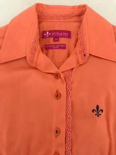 Camisa Dudalina Laranja com Renda