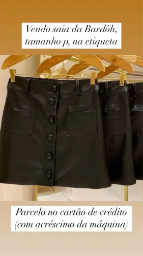 Saia preta couro eco Bardôh, tam. P (36)