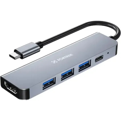 Hub USB-C HDMI 5 Portas Fortrek DC53 5 em 1 (2P USB2.0/ 1P USB3.0/ 1P HDMI - WZetta