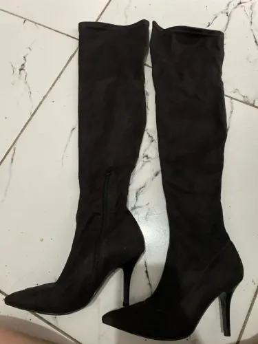 Bota Over Knee Preta Salto Fino