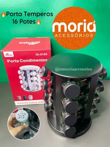 Porta Temperos Condimentos 16 Potes Suporte Giratório