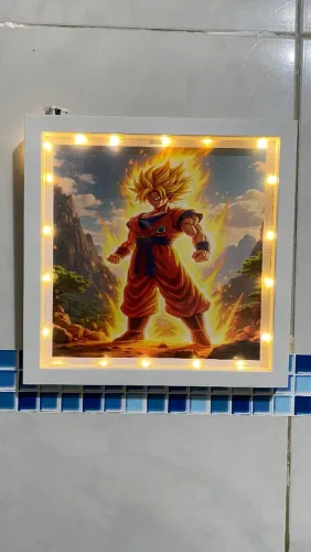 Quadro Decorativo Goku Super Saiyajin com Luzes LED