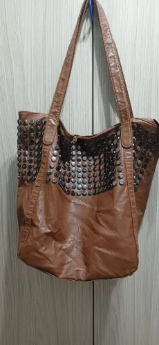 Bolsa de couro marrom grande