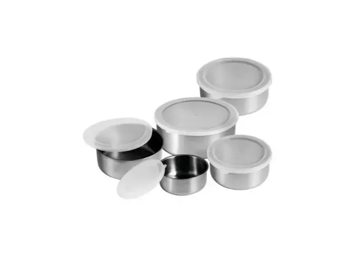 Conjunto Tigela Aço Inox Potes Bowl Com Tampa 05 Peças 
