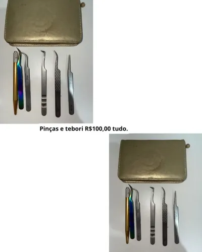 Pinças e tebori para extensão de cílios - R$100