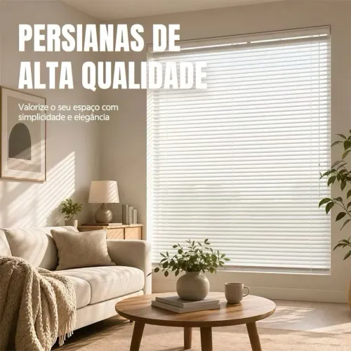 Persiana Horizontal Pvc 25mm Linha Premier 140Lx160A Cor Branca Evolux