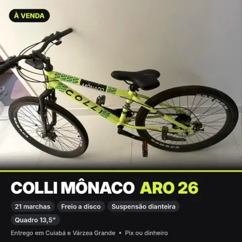 Bicicleta Colli Mônaco Aro 26 21 Marchas Freio a Disco Amarelo Neon
