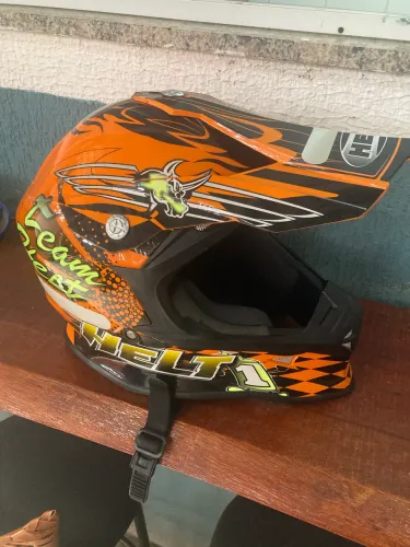 Capacete Motocross Helt Laranja