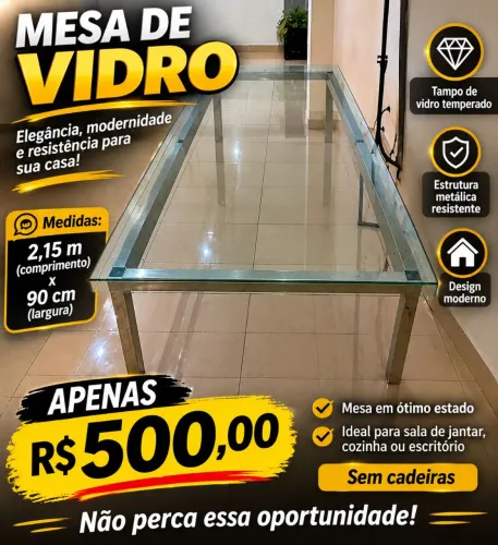 MESA DE VIDRO - OPORTUNIDADE