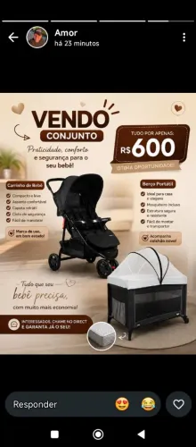 Vendo carrinho de bebê mais berço portátil com colchão