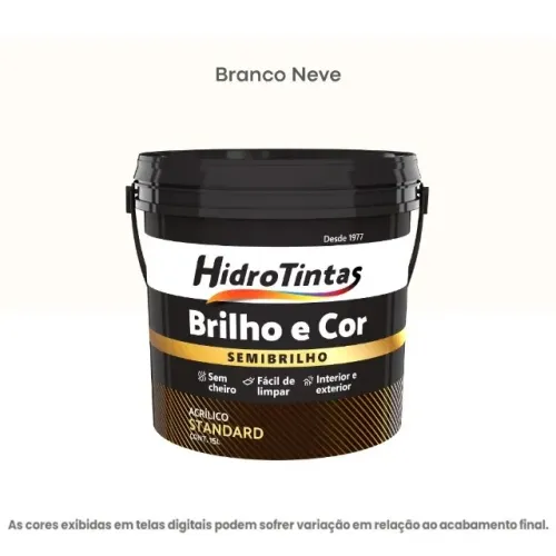 Tinta Acrílica Standard Semibrilho 15L Brilho E Cor Branco Neve Hidrotintas