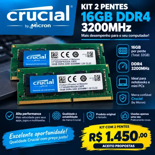 2 Pentes de Memória DDR4-16GB 2x