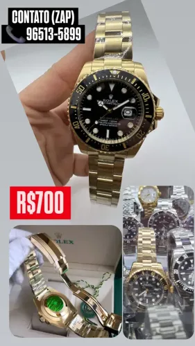 Relógio Rolex Submariner Automático Bezel e Fundo Preto AAA+