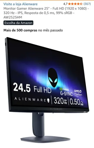 Monitor Alienware 320hz 25" 