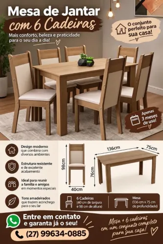 Mesa de jantar 6 lugares