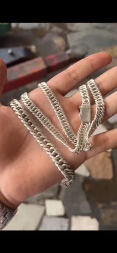 Conjunto corrente e pulseira prata 135g aproximada