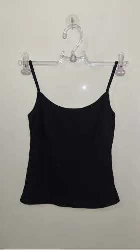 Regata Feminina Preta Alças Finas Fibrafil Tam. G